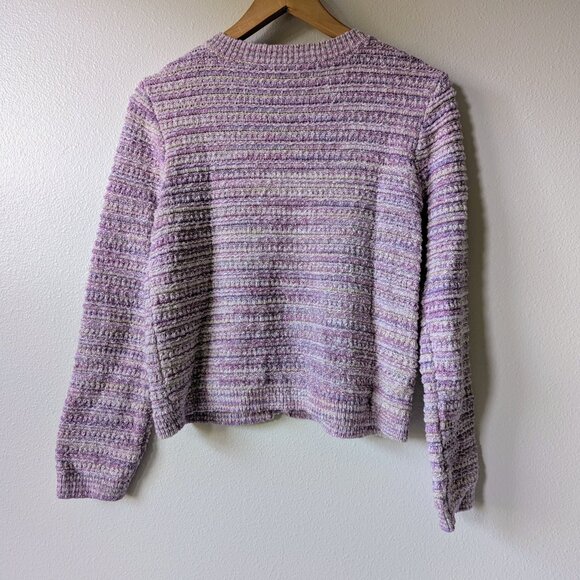 NWOT LOFT Marled Textured Sweater Jacket in Heathered Purple Size M - Picture 6 of 9
